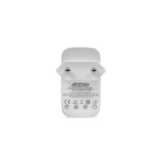 JETFON Cargador Red 2X Tipo C 45W Blanco - Guanxe Atlantic Marketplace