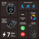 Smartwatch Ksix Hero 2 - Gris, Pantalla IPS 1.76", Batería 7 Días, IP68