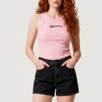 Camiseta de Tirantes de Canalé con Logotipo  KARL LAGERFELD JEANS