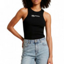 Camiseta de tirantes de canalé con logotipo