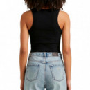 Camiseta de tirantes de canalé con logotipo