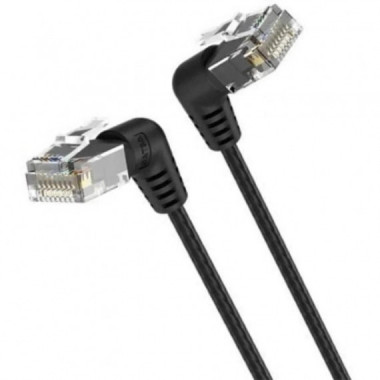 Cable de Red Vention Cat.6A UTP con Conector Giratorio 360&deg; IBOBF - 1 Metro Negro