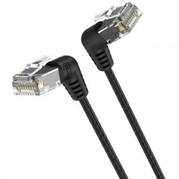 Cable de Red VENTION CAT.6A Utp con Conector Giratorio 360° Ibobf - 1 Metro Negro