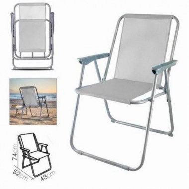Silla de Playa Plegable de Aluminio 52x43x74 cm Gris Claro