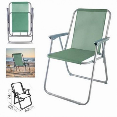 Silla de Playa Plegable de Aluminio 52x43x74 cm Verde Caqui