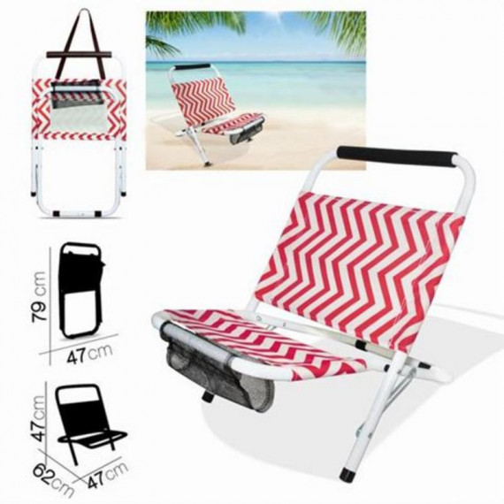 Silla de Playa Plegable Zigzag Grosella 62x47xH47cm