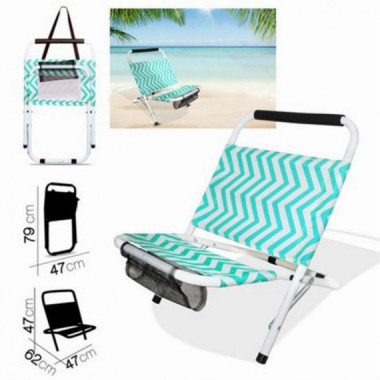Silla de Playa Plegable Zigzag Turquesa 62x47xH47cm