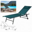 Tumbona Reclinable 5 Posiciones Esmeralda 185x55 cm con Ruedas