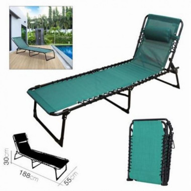 Tumbona Plegable Esmeralda con Almohada 188x55x30cm
