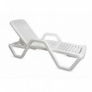 Tumbona Relaxia Blanca con 5 Posiciones y Ruedas (186X65X50 Cm)