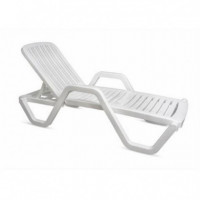 Tumbona Relaxia Blanca con 5 Posiciones y Ruedas (186X65X50 Cm)