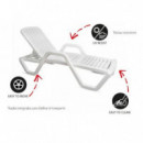 Tumbona Relaxia Blanca con 5 Posiciones y Ruedas (186X65X50 Cm)