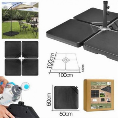 Peso para Pie de Sombrilla Urban Living, Set 4 Piezas Rellenables 15L - 50x50x6.5 cm