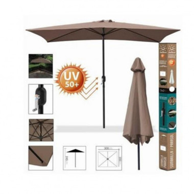 Sombrilla de Jard&iacute;n Urban Living 3x2 Metros con Protecci&oacute;n UV50+ Color Topo