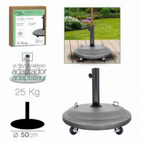 Soporte para Sombrilla de Cemento Gris con Ruedas Urban Living 25kg