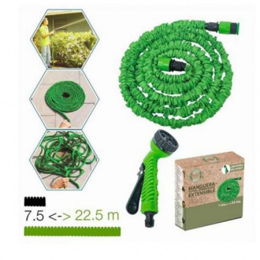 Manguera de Riego Extensible con Pistola Multifunci&oacute;n, 7.5 a 22.5 Metros