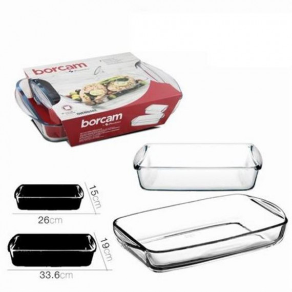 Pack 2 Bandejas para Horno Rectangulares de Cristal Borcam Paşabahçe