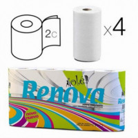 Pack 4 Rollos de Papel de Cocina Doble Capa Blanco RENOVA