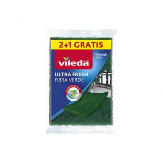 Pack 3 Estropajos de Fibra Verde VILEDA Ultra Fresh