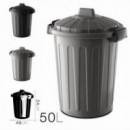 Cubo de Basura Oskar con Tapa Gris, 50 Litros