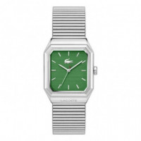 Reloj Rene Plateado E/verde  LACOSTE