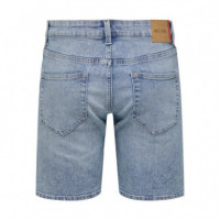 Vaqueros Hombre Bermudas ONLY & Sons Onsweft Box Pim Light Blue Denim