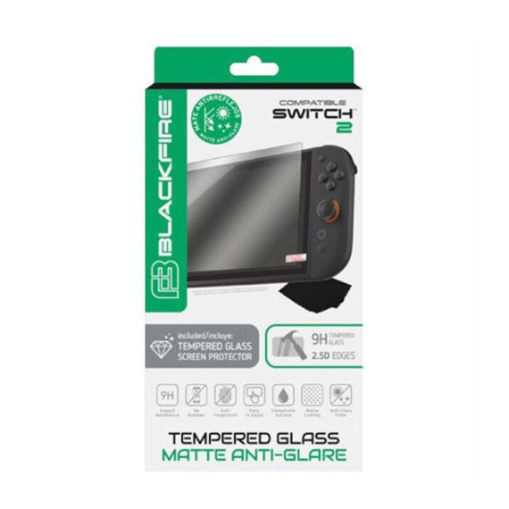 Protector de Pantalla BLACKFIRE en Cristal Templado Mate Antirreflejos 9H para Nintendo Switch 2