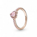 PANDORA Anillo con un Recubrimiento en Oro Rosa de 14K Corazón Brillante Elevado 188421C04