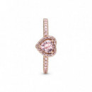 PANDORA Anillo con un Recubrimiento en Oro Rosa de 14K Corazón Brillante Elevado 188421C04