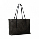 Tote bag revestida con logo emblemático y bolsillo