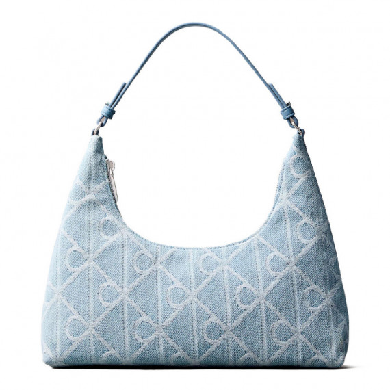 Bolso de hombro denim con logo emblemático en todo el artículo
