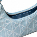 Bolso de hombro denim con logo emblemático en todo el artículo