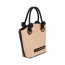 Bolso Contrast Raffia-Effect