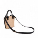 Bolso Contrast Raffia-Effect