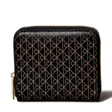 Cartera cuadrada con cremallera en el contorno con RFID y logo