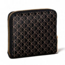 Cartera cuadrada con cremallera en el contorno con RFID y logo