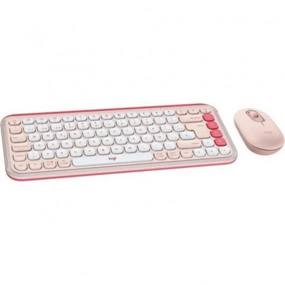 Teclado y Ratón Inalámbrico Logitech POP Icon Combo Rosa/Blanco (Layout Español)