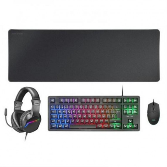 Pack Gaming 4 en 1 Mars Gaming MCP-RGB3 Negro (Teclado H-Mech, Ratón RGB, Auriculares, Alfombrilla)
