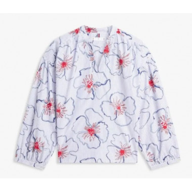 TOMMY HILFIGER - POPLIN RELAXED V-NECK BLOUSE - 0YG - F|WW0WW49644/0YG