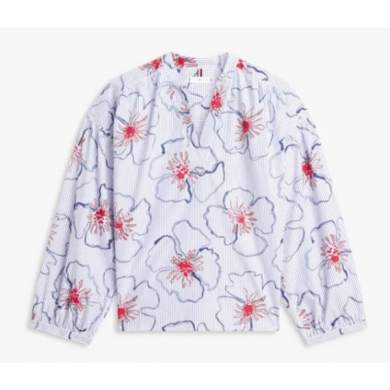 TOMMY HILFIGER - POPLIN RELAXED V-NECK BLOUSE - 0YG - F|WW0WW49644/0YG
