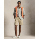 Camisas Camisa POLO RALPH LAUREN Lino Custom Fit Oliva Jardín / Blanco