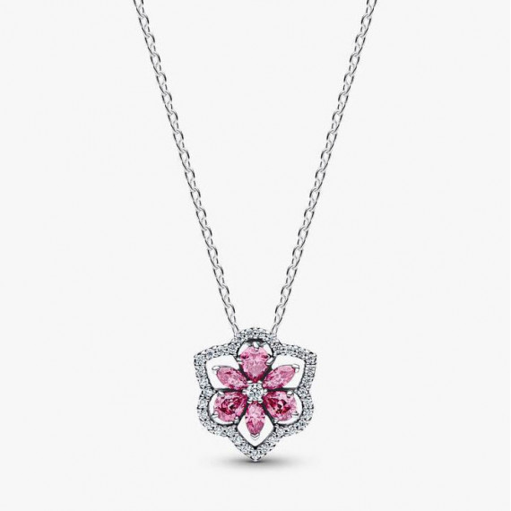 Pandora Collar Herbario Flor Rosa Brillante 394576C01