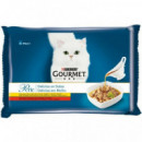 GOURMET Gato Perle Delicias Pollo y Buey 4X85 Gr
