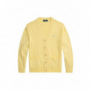 POLO RALPH LAUREN - COTTON V-NECK CARDIGAN - WICKET YELLOW - 710890562501/WICKET YELLOW