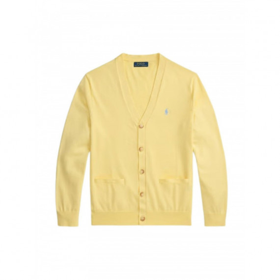 POLO RALPH LAUREN - COTTON V-NECK CARDIGAN - WICKET YELLOW - 710890562501/WICKET YELLOW