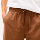 Pantalón corto amplio con lino y logo