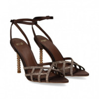 Sandalia Pala Enrejada Strass Bronce  EXE