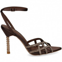 Sandalia Pala Enrejada Strass Bronce  EXE