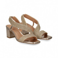 Sandalia Tira Ancha Empeine Strass Oro  EXE
