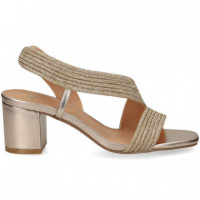 Sandalia Tira Ancha Empeine Strass Oro  EXE
